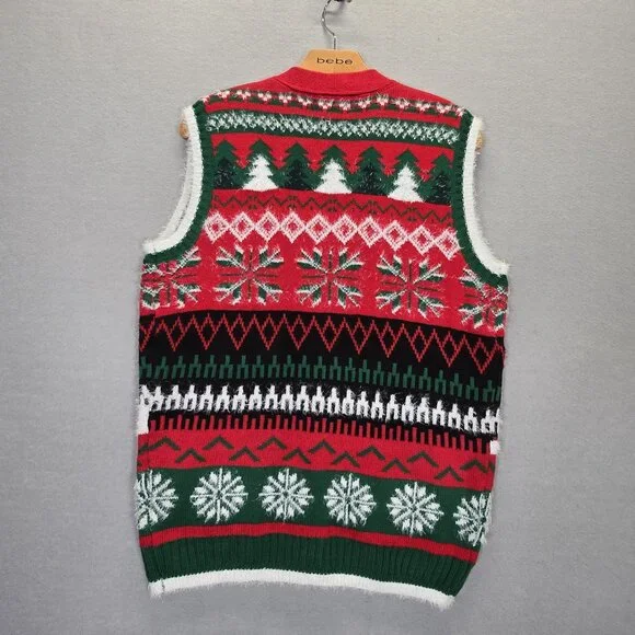 Blizzard Bay Red Green Snowman Ugly Christmas Vest S - Picture 2 of 9